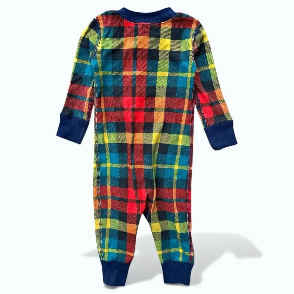 Hanna Andersson Rainbow Plaid Zip Sleeper 6-12M Baby Cotton Pajamas Unisex
